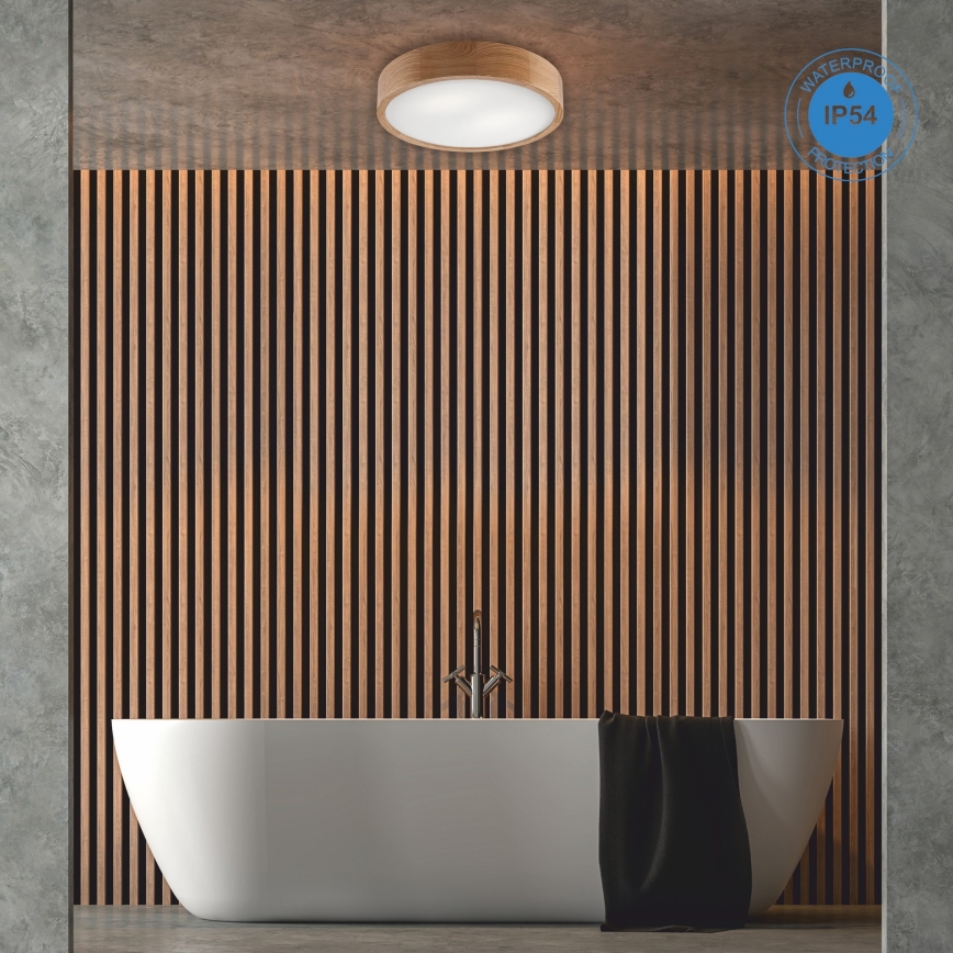 Kylpyhuoneen kattovalaisin OAK 3xE27/15W/230V tammi ø 37 cm IP54