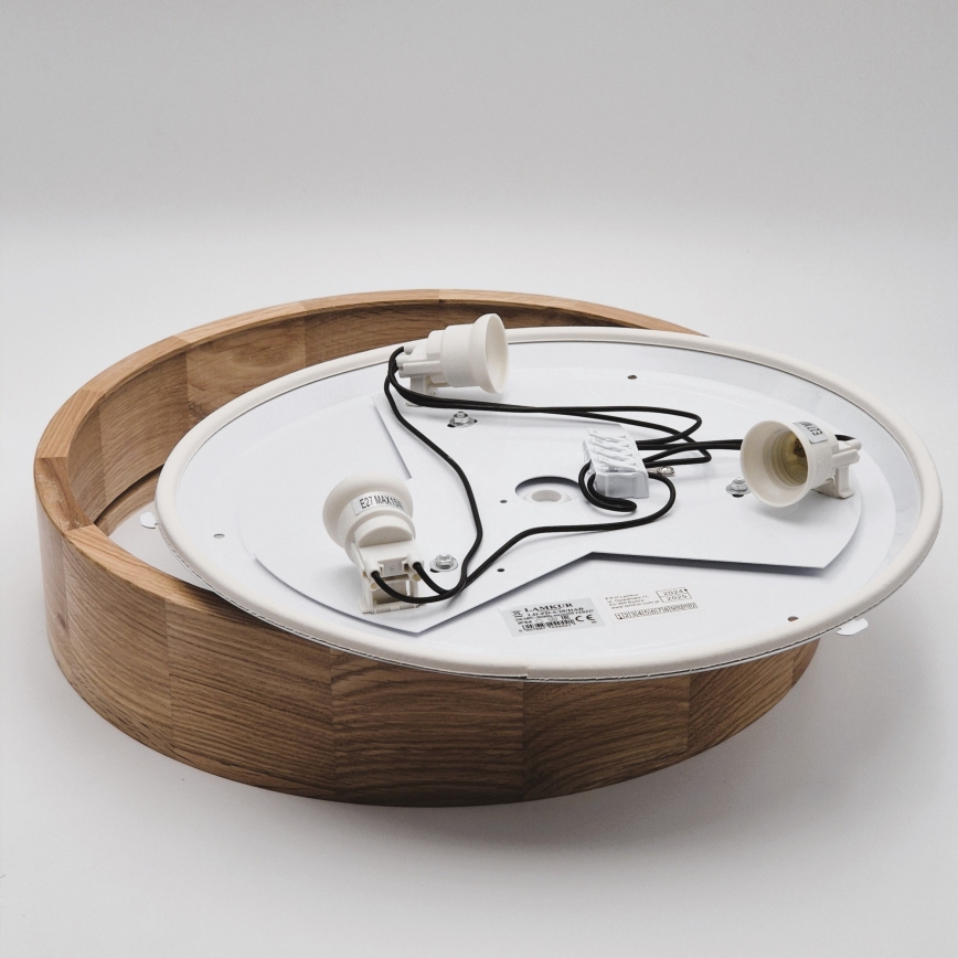 Kylpyhuoneen kattovalaisin OAK 3xE27/15W/230V tammi ø 37 cm IP54