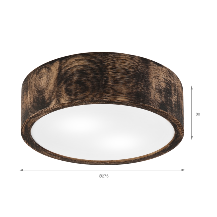 Kylpyhuoneen kattovalaisin OAK SMOKY 2xE27/15W/230V IP54 ø 27,5 cm tammi/ruskea