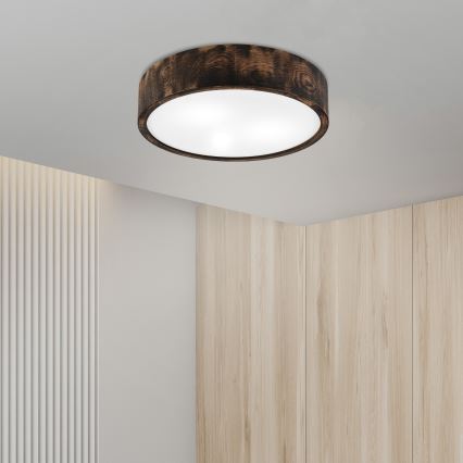 Kylpyhuoneen kattovalaisin OAK SMOKY 3xE27/15W/230V IP54 ø 37,5 cm tammi/ruskea