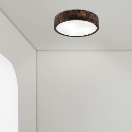 Kylpyhuoneen kattovalaisin OAK SMOKY 3xE27/15W/230V IP54 ø 37,5 cm tammi/ruskea