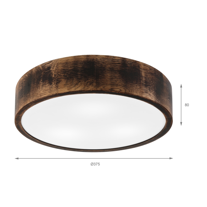 Kylpyhuoneen kattovalaisin OAK SMOKY 3xE27/15W/230V IP54 ø 37,5 cm tammi/ruskea