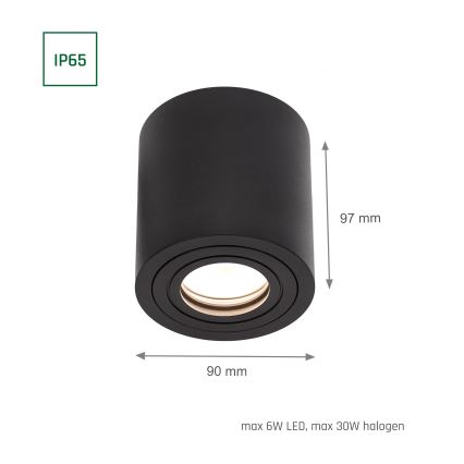 Kylpyhuoneen kohdevalo CHLOE 1xGU10/30W/230V IP65 pyöreä musta