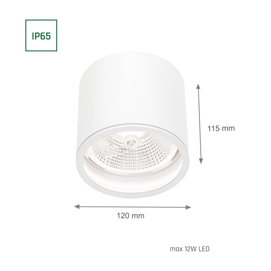 Kylpyhuoneen kohdevalo CHLOE AR111 1xGU10/12W/230V IP65 pyöreä valkoinen