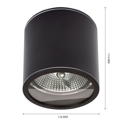 Kylpyhuoneen kohdevalo CHLOE AR111 1xGU10/15W/230V IP44 pyöreä musta