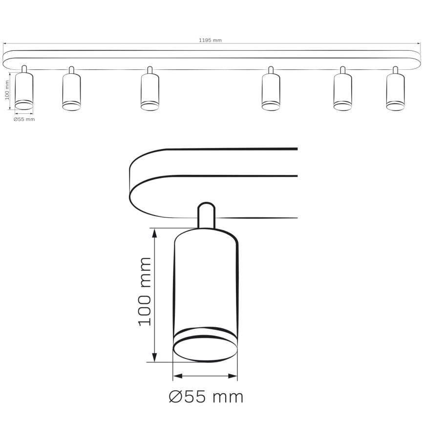 Kylpyhuoneen kohdevalo TURYN 6xGU10/10W/230V IP44 musta