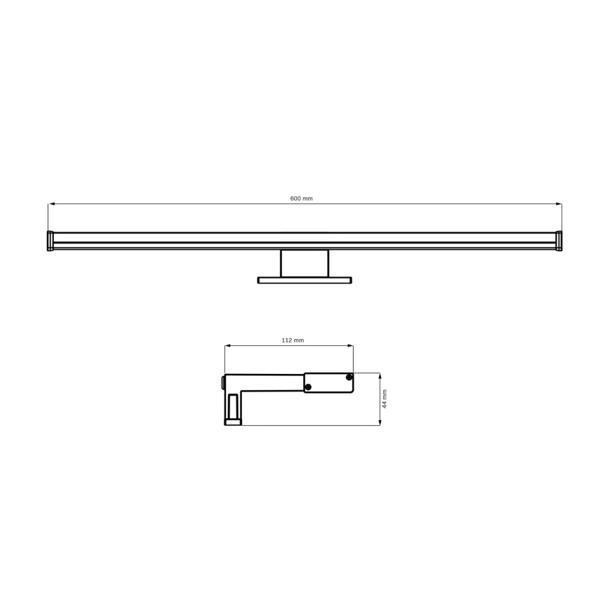 Kylpyhuoneen LED-peilivalo ELBA LED/12W/230V 4000K 60 cm IP44 musta