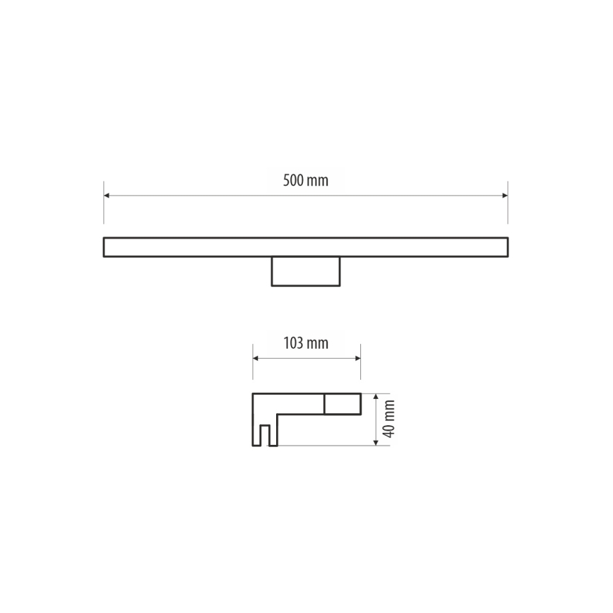 Kylpyhuoneen LED-peilivalo MIRROR LED/10W/230V 50 cm IP44 musta