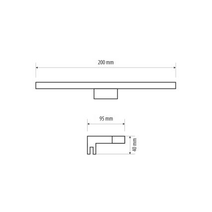 Kylpyhuoneen LED-peilivalo MIRROR LED/4W/230V 20 cm IP44 musta