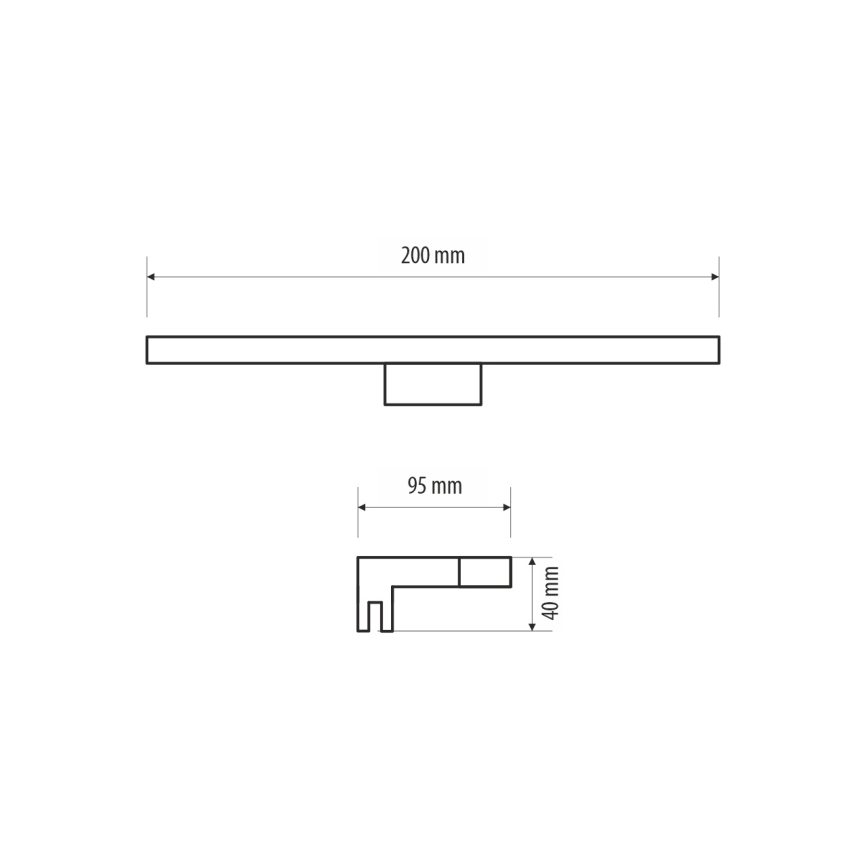 Kylpyhuoneen LED-peilivalo MIRROR LED/4W/230V 20 cm IP44 musta