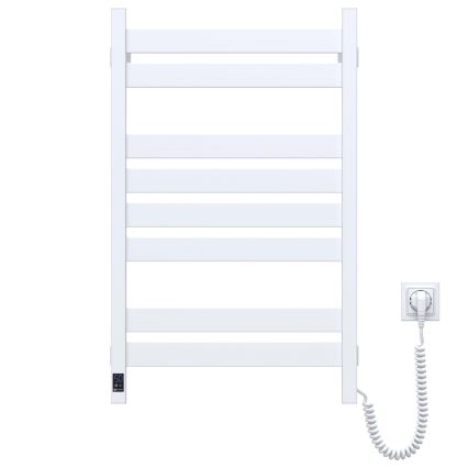 Kylpyhuoneen pyyhekuivain LARGO termostaatilla 432W/230V 80,6 cm IP44 valkoinen, oikeanpuoleinen, kulmikas