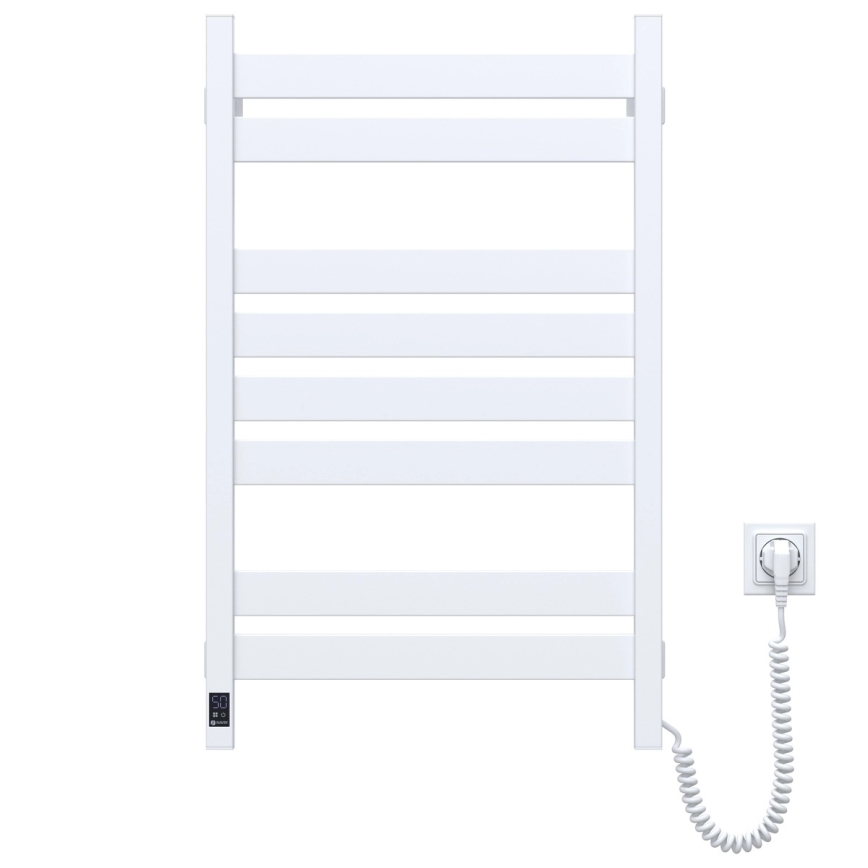 Kylpyhuoneen pyyhekuivain LARGO termostaatilla 432W/230V 80,6 cm IP44 valkoinen, oikeanpuoleinen, kulmikas