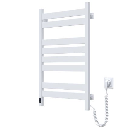Kylpyhuoneen pyyhekuivain LARGO termostaatilla 432W/230V 80,6 cm IP44 valkoinen, oikeanpuoleinen, kulmikas