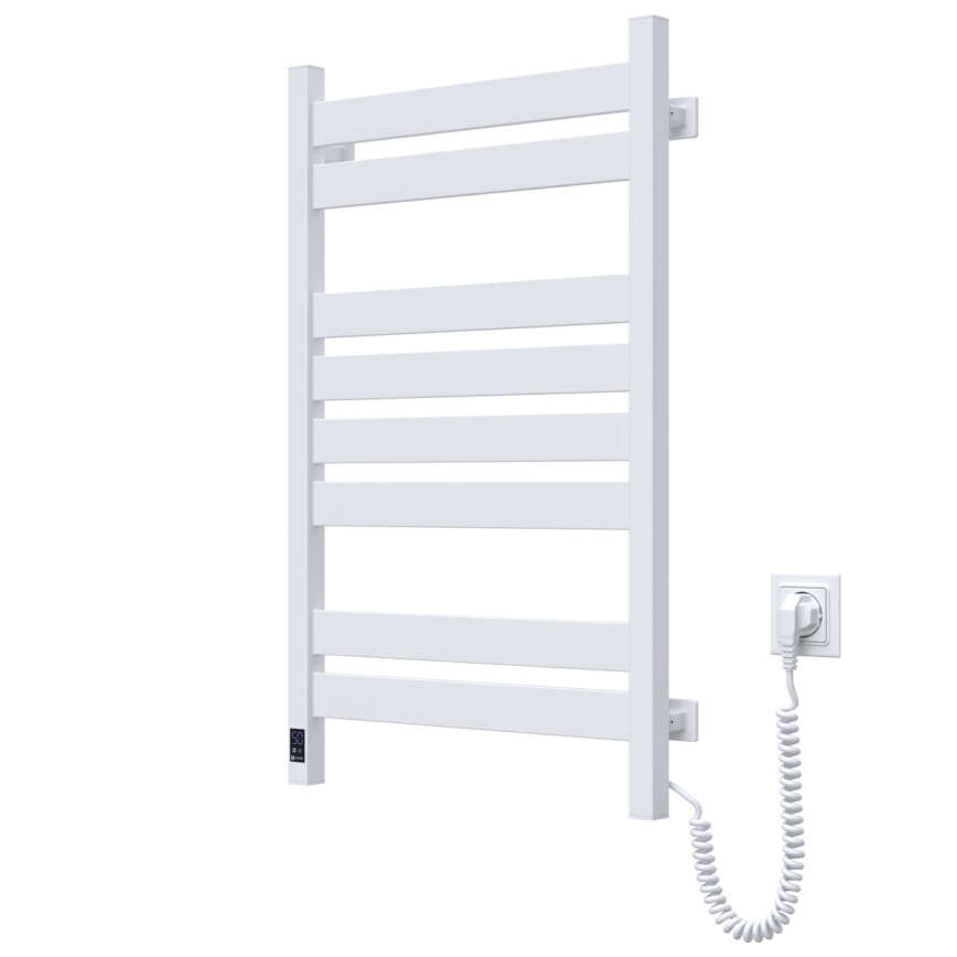 Kylpyhuoneen pyyhekuivain LARGO termostaatilla 432W/230V 80,6 cm IP44 valkoinen, oikeanpuoleinen, kulmikas