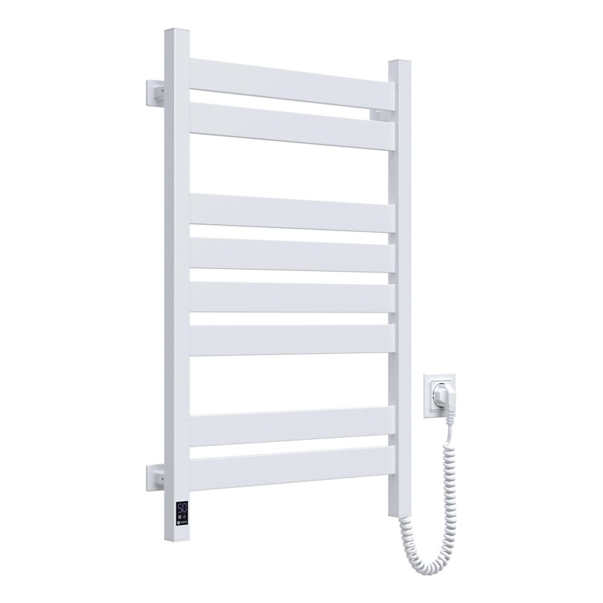 Kylpyhuoneen pyyhekuivain LARGO termostaatilla 432W/230V 80,6 cm IP44 valkoinen, oikeanpuoleinen, kulmikas
