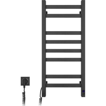 Kylpyhuoneen pyyhekuivain termostaatilla AVANGARD 251W/230V 80,6 cm IP44 musta, vasen liitäntä, kulmikas