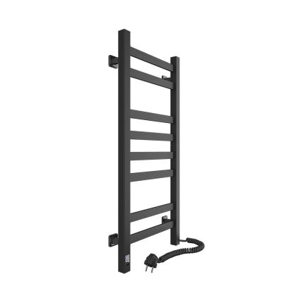 Kylpyhuoneen pyyhekuivain termostaatilla AVANGARD 251W/230V 80,6 cm IP44 musta oikea kulmikas