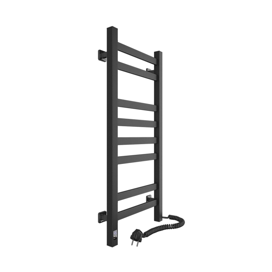 Kylpyhuoneen pyyhekuivain termostaatilla AVANGARD 251W/230V 80,6 cm IP44 musta oikea kulmikas