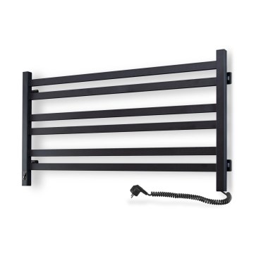 Kylpyhuoneen pyyhekuivain termostaatilla AVANGARD 316W/230V 50,6 cm IP44 musta oikeanpuoleinen kulmikas