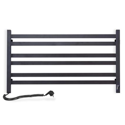 Kylpyhuoneen pyyhekuivain termostaatilla AVANGARD 316W/230V 50,6 cm IP44 musta vasen kulmikas