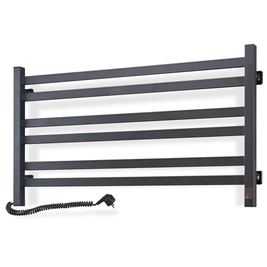Kylpyhuoneen pyyhekuivain termostaatilla AVANGARD 316W/230V 50,6 cm IP44 musta vasen kulmikas