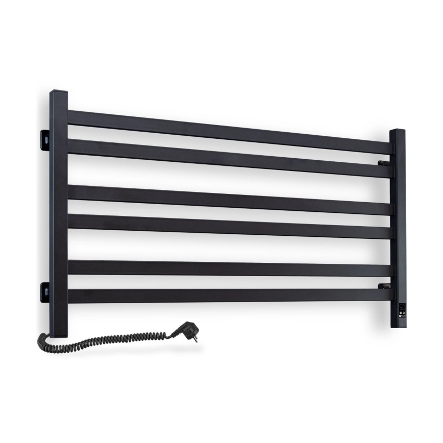 Kylpyhuoneen pyyhekuivain termostaatilla AVANGARD 316W/230V 50,6 cm IP44 musta vasen kulmikas