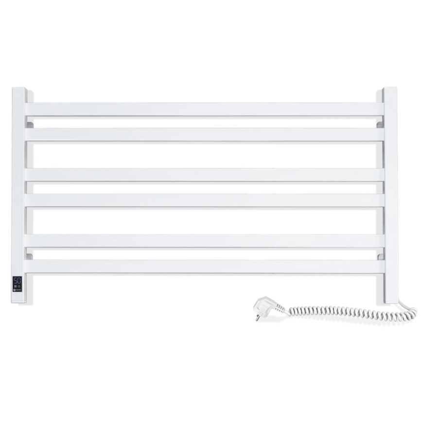Kylpyhuoneen pyyhekuivain termostaatilla AVANGARD 316W/230V, 50,6 cm, IP44, valkoinen, oikeanpuoleinen, kulmikas