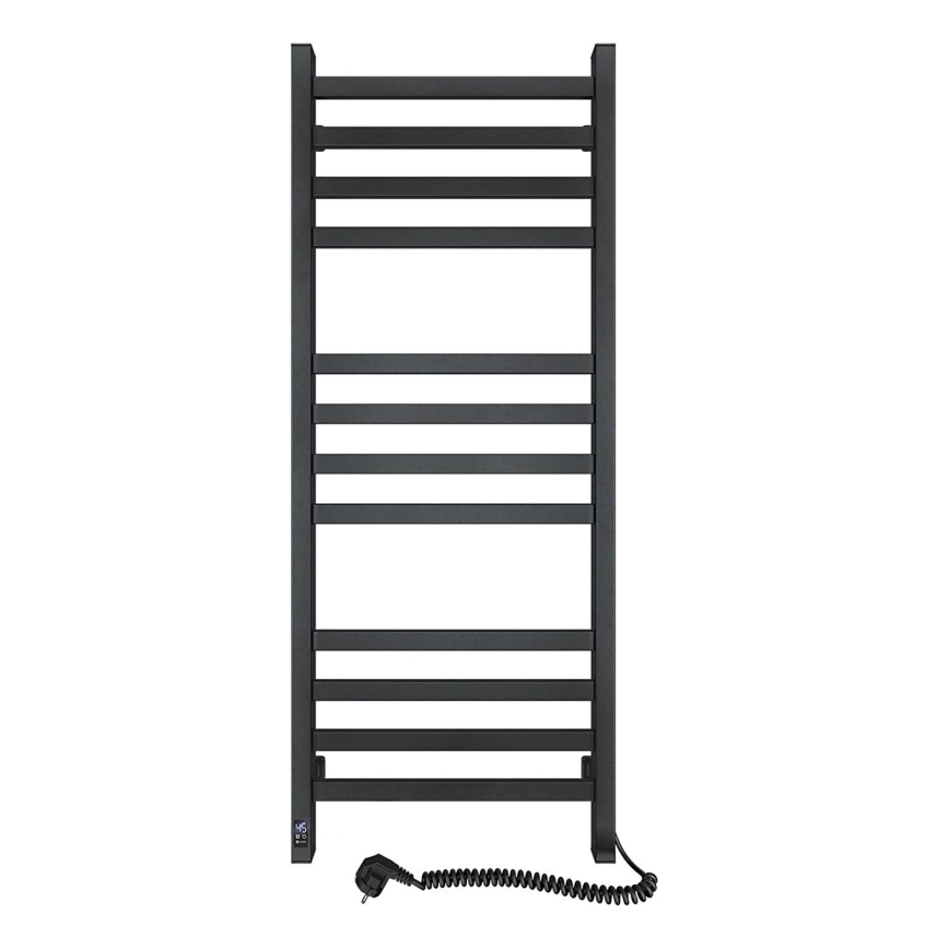 Kylpyhuoneen pyyhekuivain termostaatilla AVANGARD 459W/230V 120,6 cm IP44, musta, oikeakätinen, kulmikas