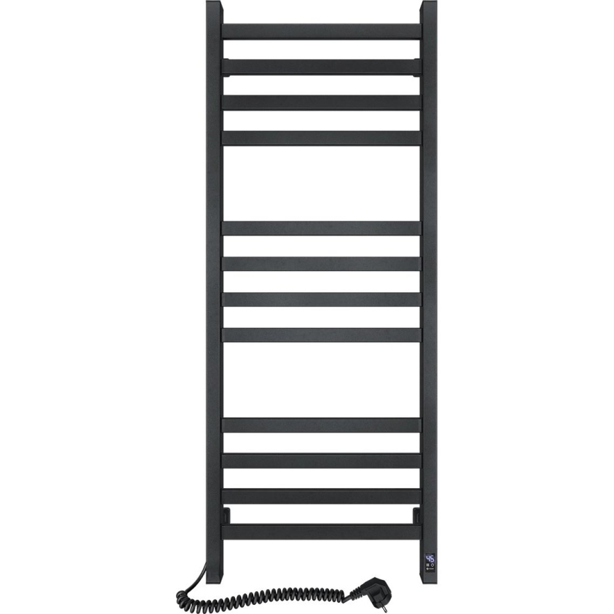 Kylpyhuoneen pyyhekuivain termostaatilla AVANGARD 459W/230V 120,6 cm IP44 musta vasen kulmikas