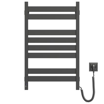 Kylpyhuoneen pyyhekuivain termostaatilla LARGO 432W/230V 80,6 cm IP44 musta oikea kulmikas