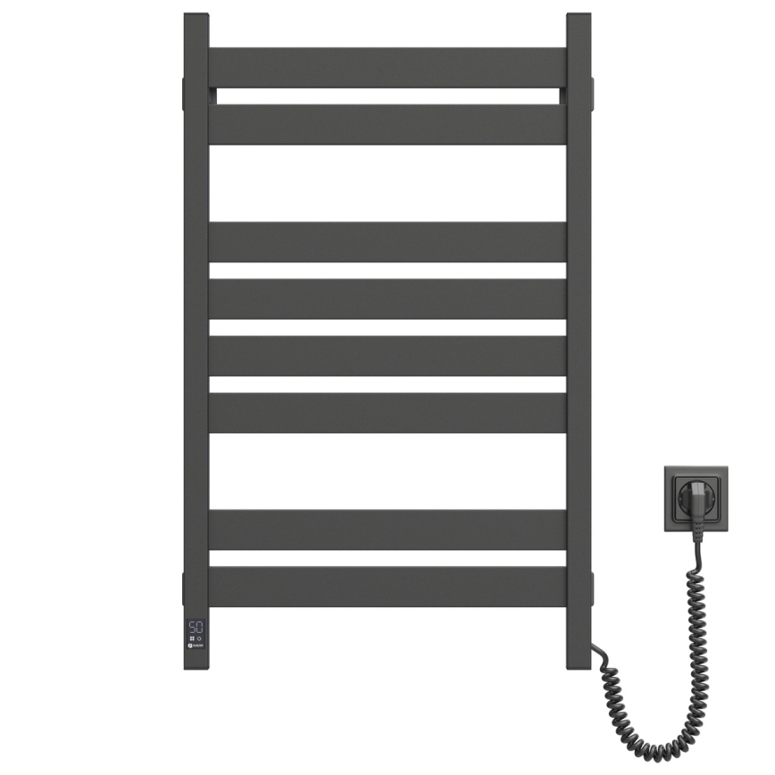 Kylpyhuoneen pyyhekuivain termostaatilla LARGO 432W/230V 80,6 cm IP44 musta oikea kulmikas