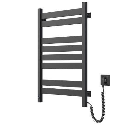 Kylpyhuoneen pyyhekuivain termostaatilla LARGO 432W/230V 80,6 cm IP44 musta oikea kulmikas