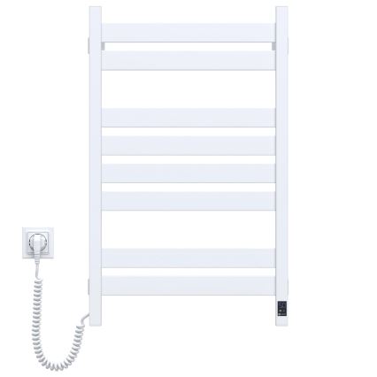 Kylpyhuoneen pyyhekuivain termostaatilla LARGO 432W/230V 80,6 cm IP44 valkoinen vasen kulmikas