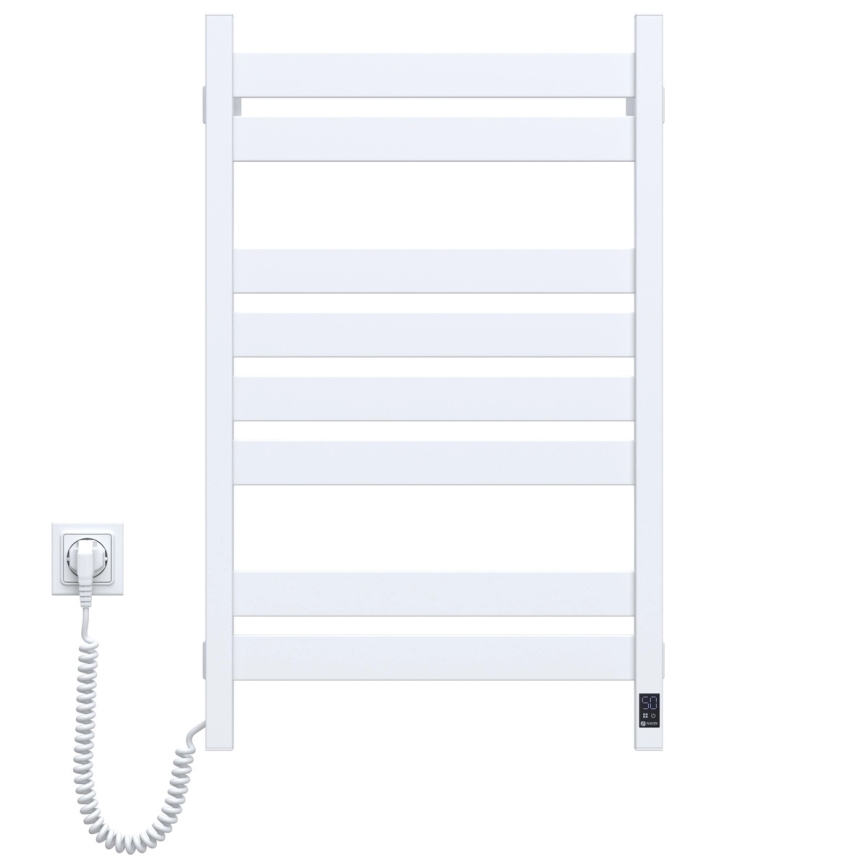 Kylpyhuoneen pyyhekuivain termostaatilla LARGO 432W/230V 80,6 cm IP44 valkoinen vasen kulmikas