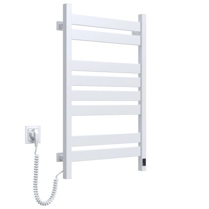 Kylpyhuoneen pyyhekuivain termostaatilla LARGO 432W/230V 80,6 cm IP44 valkoinen vasen kulmikas