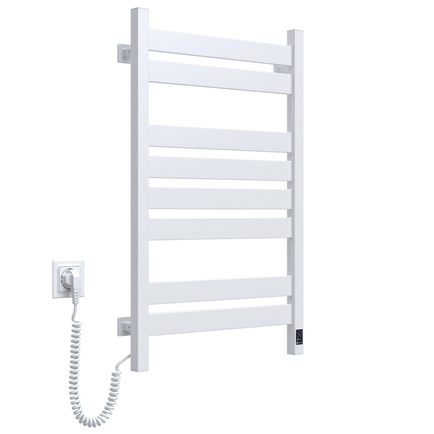 Kylpyhuoneen pyyhekuivain termostaatilla LARGO 432W/230V 80,6 cm IP44 valkoinen vasen kulmikas