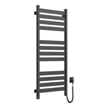 Kylpyhuoneen pyyhekuivain termostaatilla LARGO 541W/230V 120,6 cm IP44 musta, oikeakätinen, kulmikas