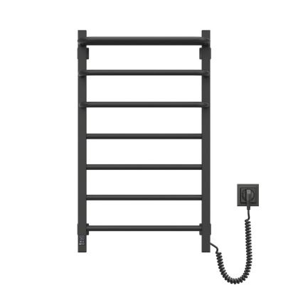 Kylpyhuoneen sähkö jäähdytin termostaatilla FORTIS 350W/230V 80,6 cm IP44 musta oikea kulmikas