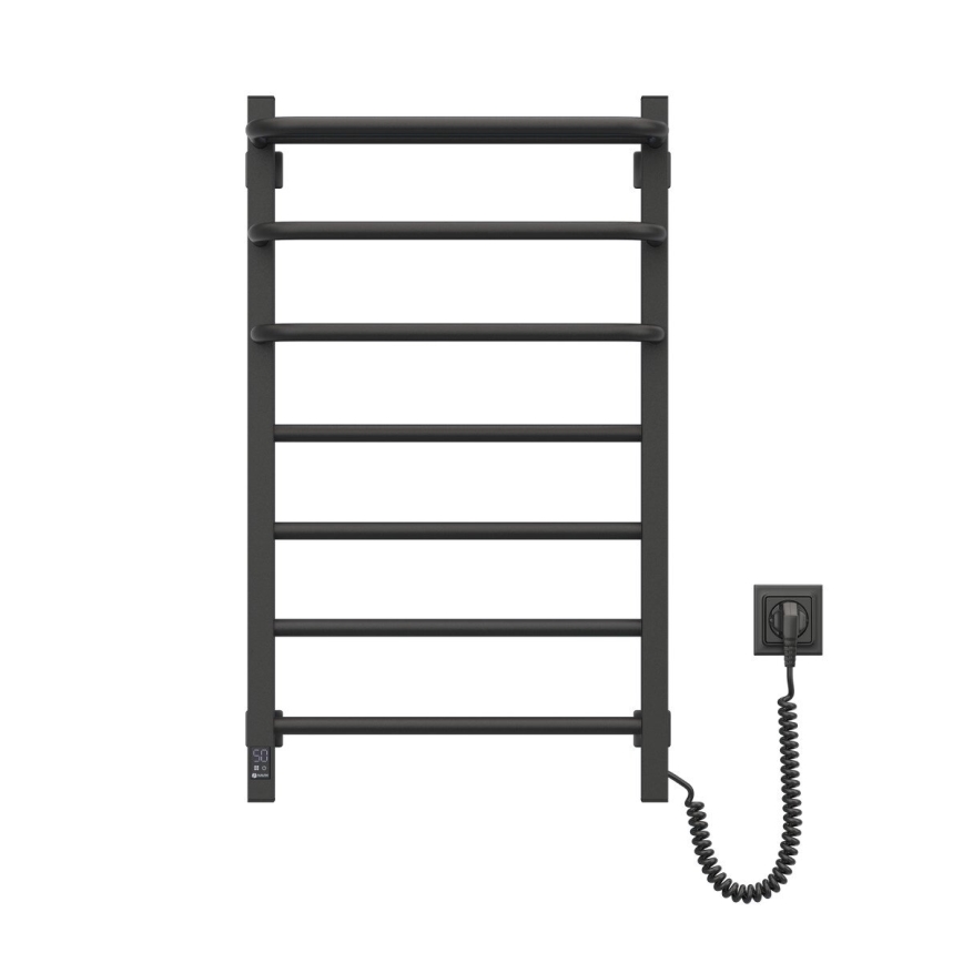 Kylpyhuoneen sähkö jäähdytin termostaatilla FORTIS 350W/230V 80,6 cm IP44 musta oikea kulmikas