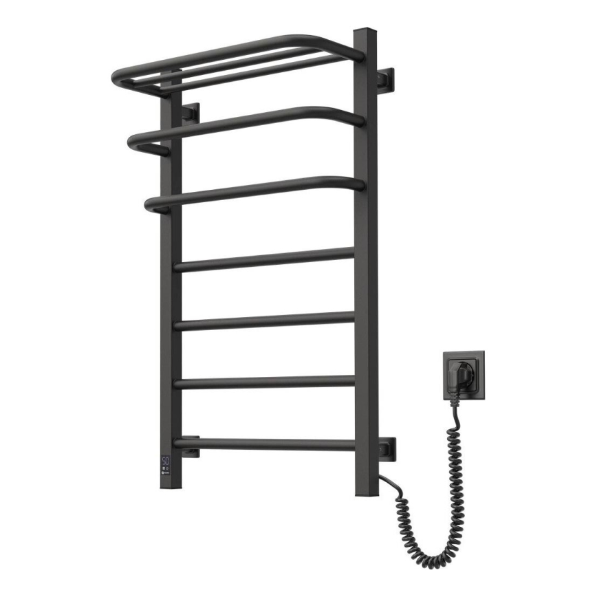 Kylpyhuoneen sähkö jäähdytin termostaatilla FORTIS 350W/230V 80,6 cm IP44 musta oikea kulmikas