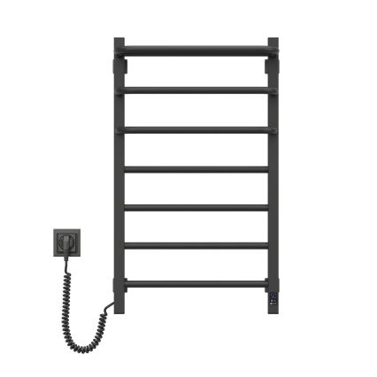 FORTIS kylpyhuoneen sähköinen pyyhekuivain termostaatilla 350W/230V 80,6 cm IP44 musta vasen