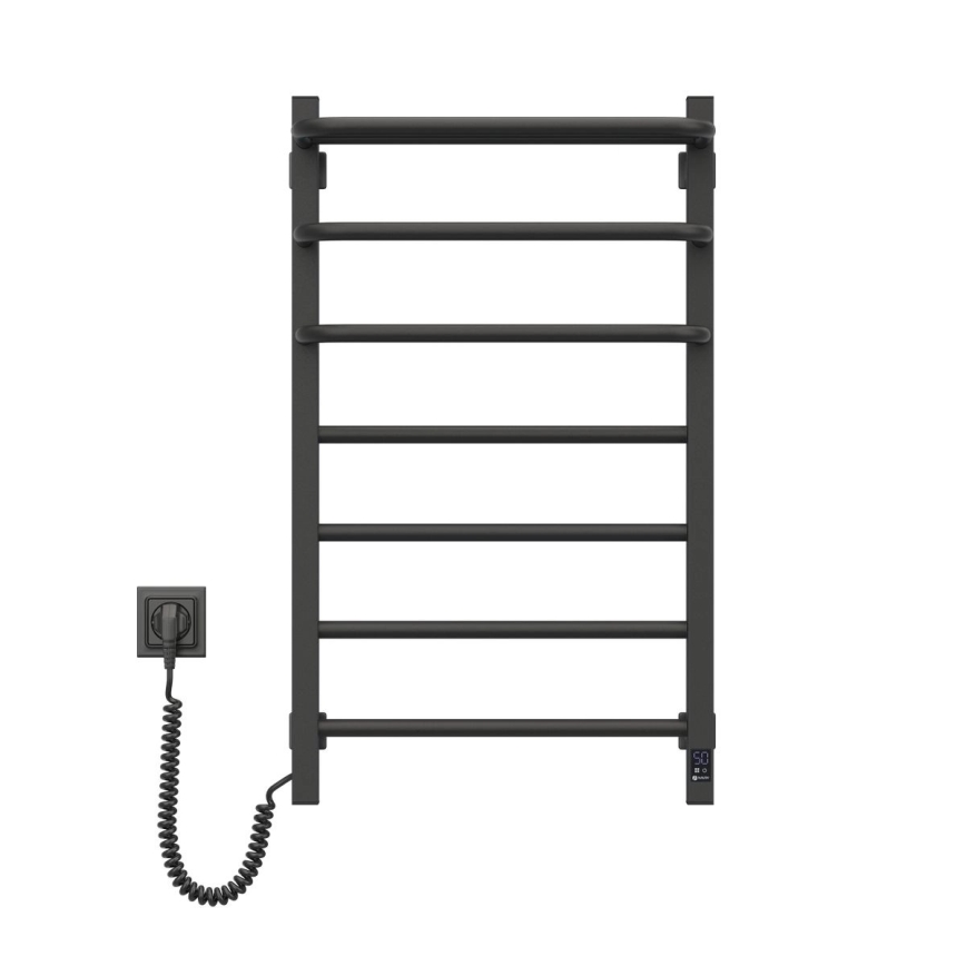 FORTIS kylpyhuoneen sähköinen pyyhekuivain termostaatilla 350W/230V 80,6 cm IP44 musta vasen