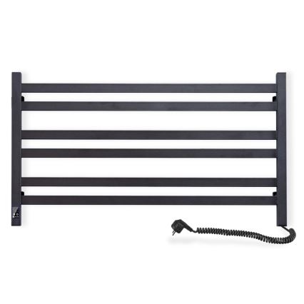Kylpyhuoneen pyyhekuivain termostaatilla AVANGARD 316W/230V 50,6 cm IP44 musta oikeanpuoleinen kulmikas