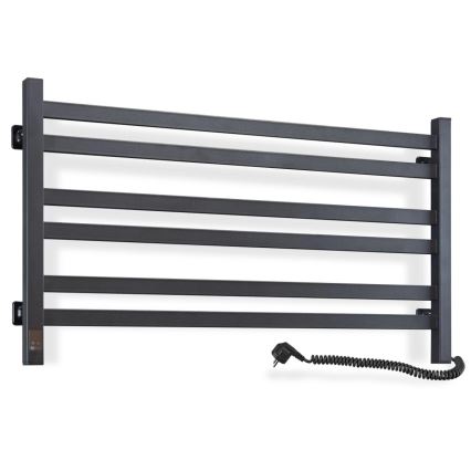 Kylpyhuoneen pyyhekuivain termostaatilla AVANGARD 316W/230V 50,6 cm IP44 musta oikeanpuoleinen kulmikas