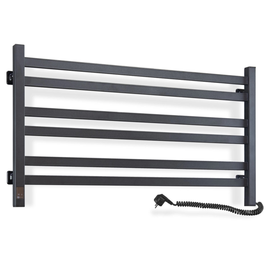 Kylpyhuoneen pyyhekuivain termostaatilla AVANGARD 316W/230V 50,6 cm IP44 musta oikeanpuoleinen kulmikas