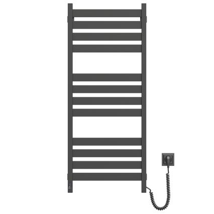 Kylpyhuoneen pyyhekuivain termostaatilla LARGO 541W/230V 120,6 cm IP44 musta, oikeakätinen, kulmikas