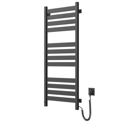 Kylpyhuoneen pyyhekuivain termostaatilla LARGO 541W/230V 120,6 cm IP44 musta, oikeakätinen, kulmikas