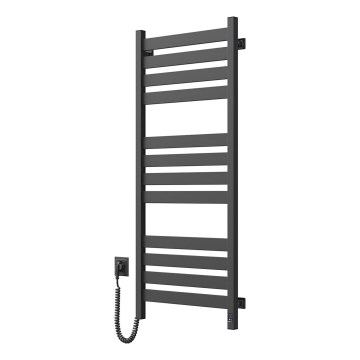 Kylpyhuoneen tikasmallinen pyyhekuivain termostaatilla LARGO 541W/230V 120,6 cm IP44 musta vasen neliöprofiili