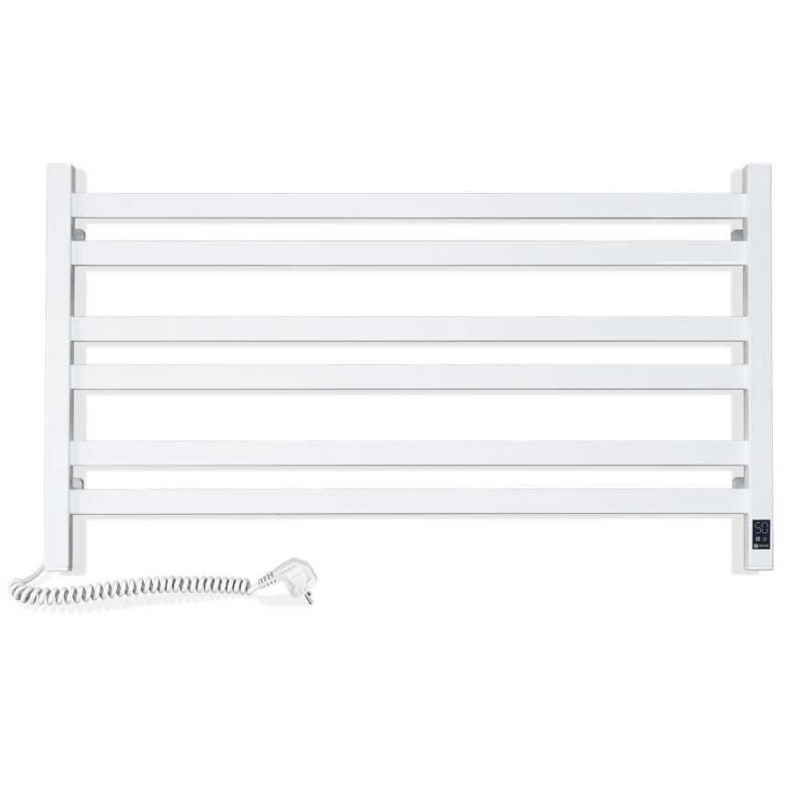 Kylpyhuoneen pyyhekuivain termostaatilla AVANGARD, 316 W / 230 V, 50,6 cm, IP44, valkoinen, vasen liitäntä, neliöprofiili