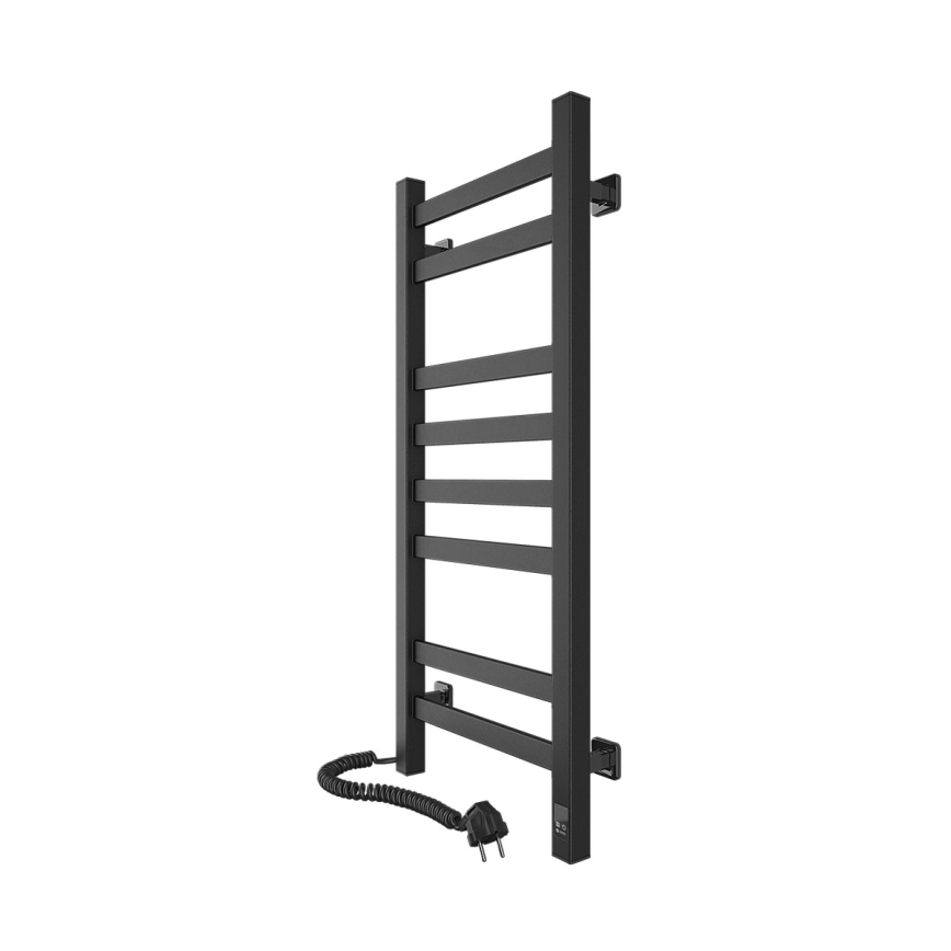 Kylpyhuoneen pyyhekuivain termostaatilla AVANGARD 251W/230V 80,6 cm IP44 musta, vasen liitäntä, kulmikas